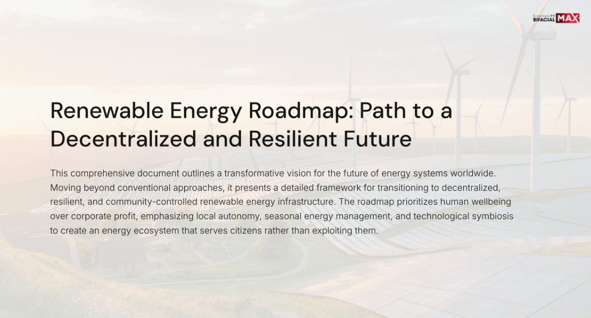 The Renewable Energy Roadmap: A Bold Vision for Decentralized Power and ...