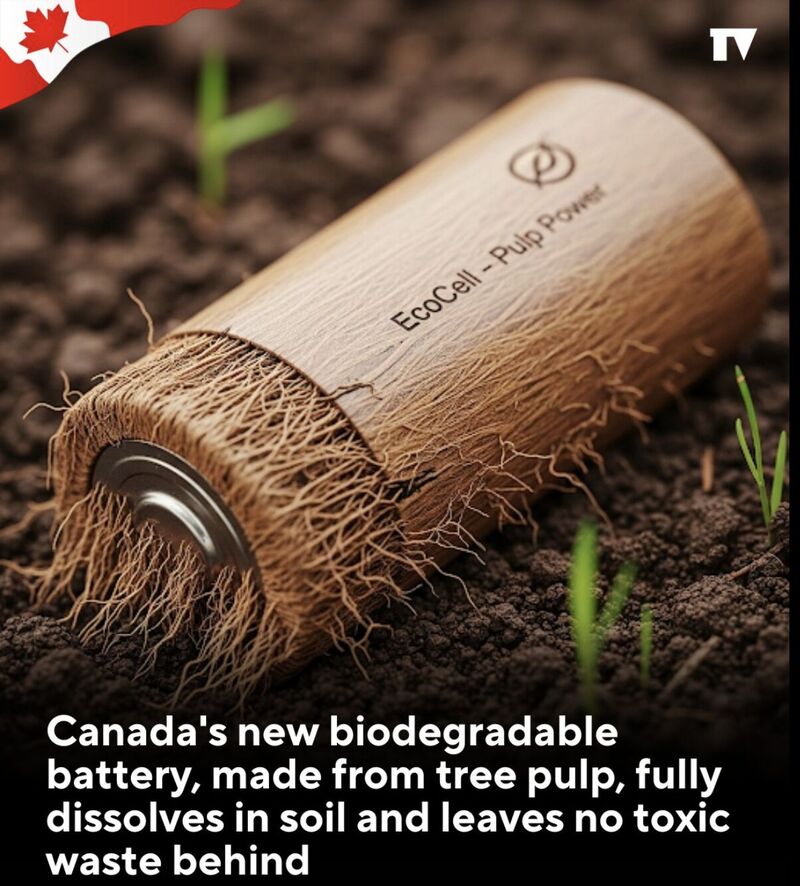 Canada's new biodegradable battery, made from tree pulp, fully ...